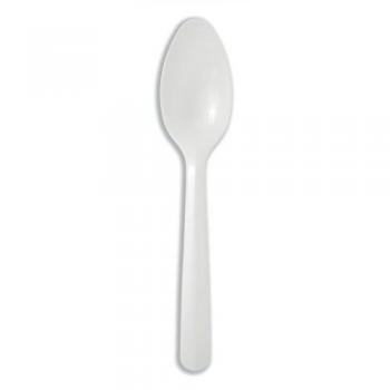Caterpack 200‑Piece White Plastic Teaspoon Pack – 3 × 15 × 25 cm