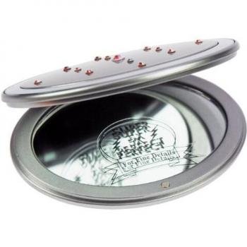Swarovski Element Klappspiegel Fantasia – Silber, zweigeteilt, 5‑faches Vergrößerungsmaß (9 x7 cm), oval