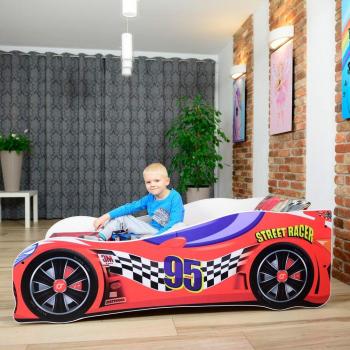 Cama de carreras para niños con somier y colchón de 160 x 80 cm
