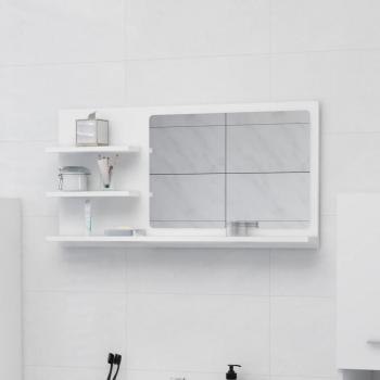 Espejo De Baño Madera 3 Repisas Blanco 45X90x10,5 Cm