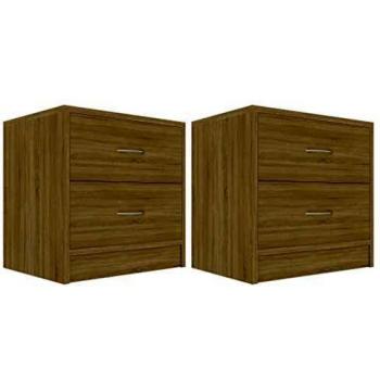 VidaXL Mesitas de noche 2 unidades madera contrachapada 40x30x40 cm Blanco, Negro, Gris Mesita habitacion mesitas de noche dormitorio para Salón, Estudio, Mesa Auxiliar