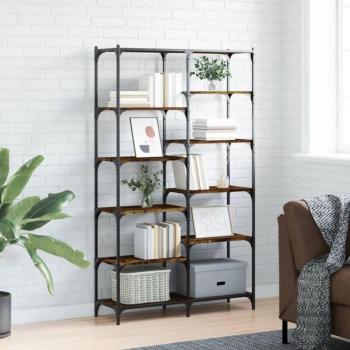 Libreria Fumo Rovere 100×32×170 cm, legno multistrato e ferro