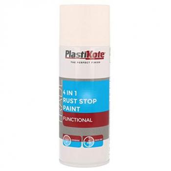 PLASTIKOTE 4 IN 1 RUST STOP SPRAY PAINT WHITE 400ML