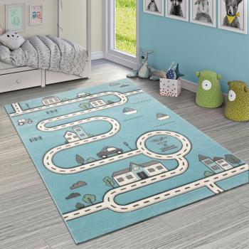 Tapis école de la route bleue – 200 cm, format rond