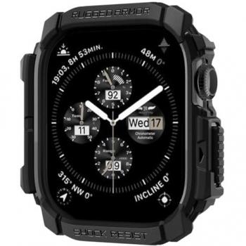 Spigen Rugged Armor Étui montre intelligente TPU noir mat Apple Watch Series 10 (GPS + Cellular) 42 mm