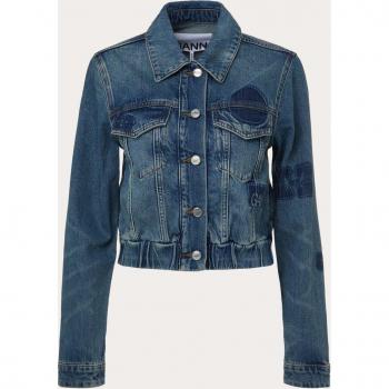 Giacca Denim Bomber con Patches per Donna