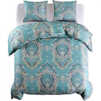 Set di Copripiumini vitaXL, 3 Unità, Stile Classico, Blu, 200x200/60x70 cm