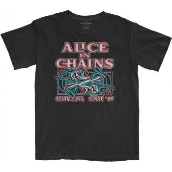 Unisex Adulto T‑shirt Nero con Design Pesce Totem – Modello M “Alice In Chains”