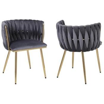 Luxury Upholstered Kitchen Stool Pair – Hygrad Built to Survive (Grey/Gold)