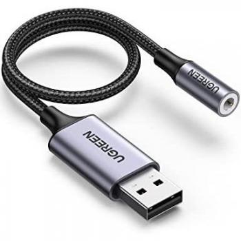 UGREEN 30757 Audio Adapter – USB 2.0 3,5 mm Klinkenanschluss (Aluminium)
