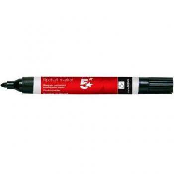 5 Star Office Flipchart Marker Bullet Tip Water-based 2mm Line Black Pack of 12