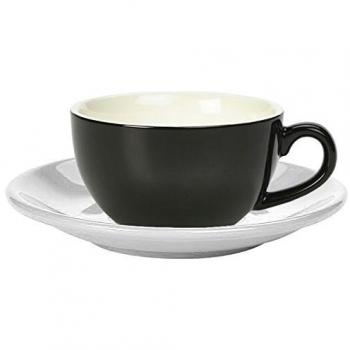 Royal Blend Coffee Set: Black Cup + White Saucer, 250ml (x6)
