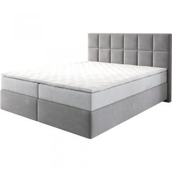 DELIFE Boxspringbett Dream-Fine 160x200 cm Mikrofaser Grau mit Taschenfederkernmatratze und Visco-Topper