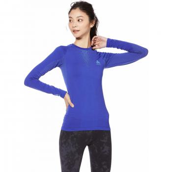 Odlo Camiseta Performance para Mujer – Top Bl con Cuello Redondo, Azul Clematis Niágara, XL S