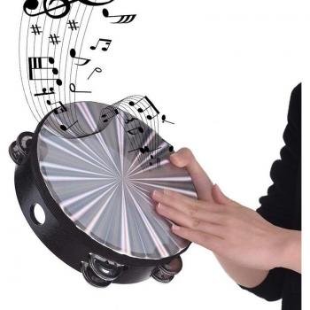 Handheld Wooden Tambourine 8 Inch