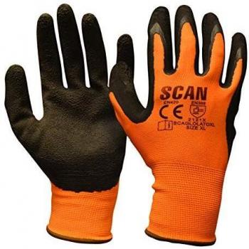 Scan SCAGLOLATOL Hi-Vis Orange Latex Foam Work Gloves. Size: Large (9)