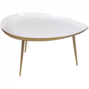 Mesa de centro DROP 80 cm en acero lacado blanco y dorado
