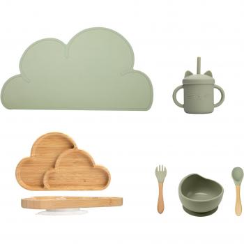 Juego “Nube Menta” – Vajilla Infantil con Mantel Ventosa