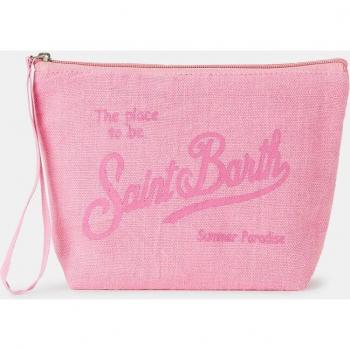 Pochette Aline rosa con zip in lino