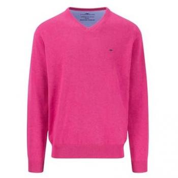 Superfeiner FYNCH‑HATTON V‑Neck Pullover – Herren, lila, Größe M, Logo‑Stitching