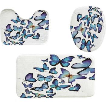 3-Piece Non-Slip Fish Scale Bathroom Mat and Toilet Seat Cover Set
