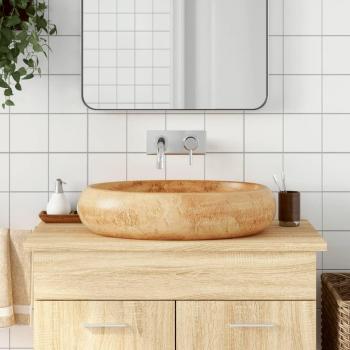 VidaXL Classic Brown Oval Ceramic Countertop Basin 59x40x15 cm