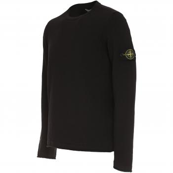 Stone Island Men's Black Cotton-Nylon Sweater | Large Size