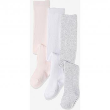 CHILDREN'S COTTON WHITE KNITTED TIGHTS SET (Pack of 3, UK 0/2, 15‑18)
