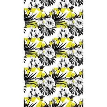 Foliage, rideau à motifs floraux noir et blanc jaune 140x245 cm, 1 part