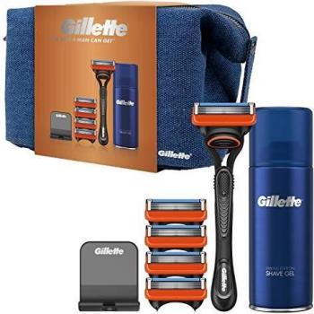 Men's Gillette Fusion5 Razor Gift Set: 4 Blades, Trimmer, 75ml Gel, and Razor Stand