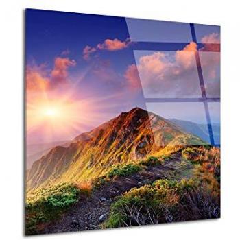 Tableau Plexiglas Lever de Soleil sur les Cimes 30x30 cm