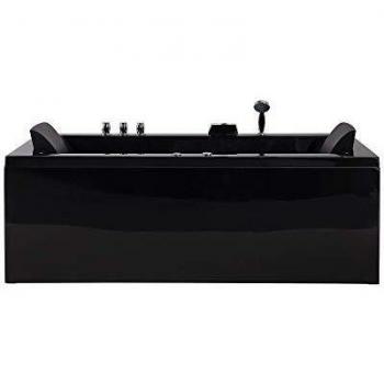 Vasca da bagno acrilica nera 183 x 90 cm con getti massaggianti e illuminazione LED per poggiatesta sinistra