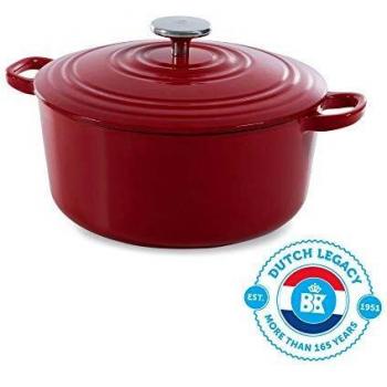BK Bourgogne Cast Iron Round Casserole 6.7L Chili Red