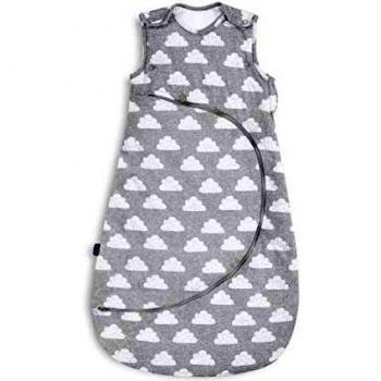 SnuzPouch Sleeping Bag in 2.5 TOG, Gray Stars Print, 0-6 Months Age Range, Crafted from Comfortable Cotton Material with Convenient Front Zip for Simple Nappy Change