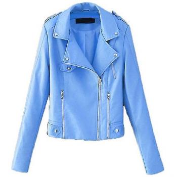 Veste Femme Manches Longues Couleur Unie en Faux Cuir