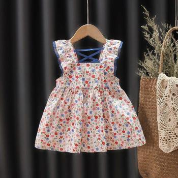 Robe d'été pour petites filles 0-3 ans, dos nu, imprimé fleuri