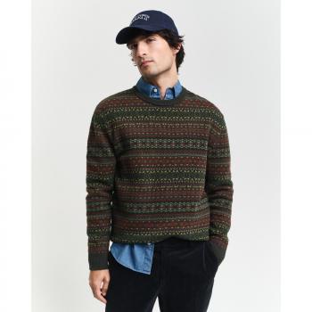Camisa de Lana Gant Hombre Estilo Fair Isle Verde XXL