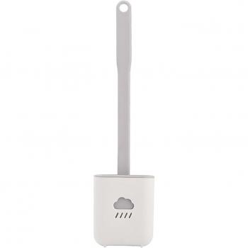 Leak-Proof Toilet Brush with Flexible Bristles and Holder
