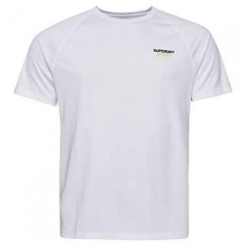 Superdry Camiseta de Manga Corta Train Active Hombre Blanco Verde Talla M