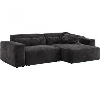 Ecksofa Sirpio L 260x160 cm Mikrofaser Schwarz Recamiere variabel