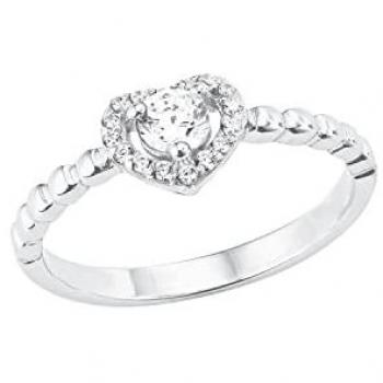 Silberring Amor „Herz“ – Zirkonia (synthetisch) – Damen – Größe 16,5