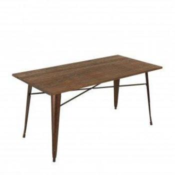 Tavolo Metallo Rusty Wood by Lo+DeModa – 84x144x27 cm, Color Marrone Scuro