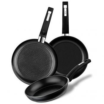 Compact Black Frying Pan Set – 18 cm to 24 cm