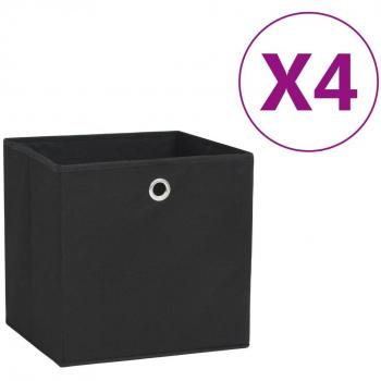 Boîtes de rangement tissu intissé 4 pcs 28x28x28 cm Noir