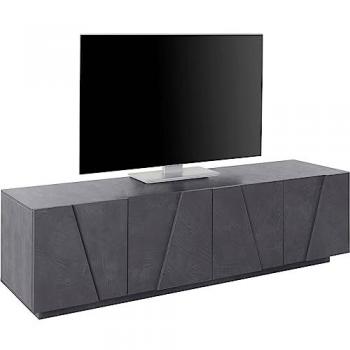 Moderner TV-Schrank Ping mit 4 Türen und 2 Fächern, 162,4 x 46 x 44,2 cm, in Dunkelgrau