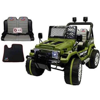 Mondial Toys Electric Car for Kids 12V Drifter 2 Seater with 2.4GHz Remote Control Soft Start Full Option Green Military