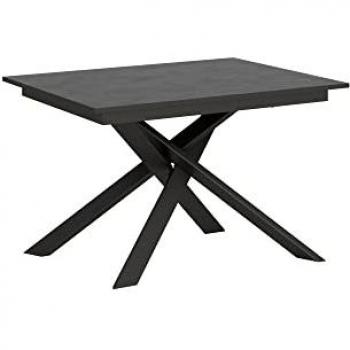 Mesa Extensible Ganty 90x120/180 cm Antracita Espatulado con Bordes Antracita y Estructura antracita