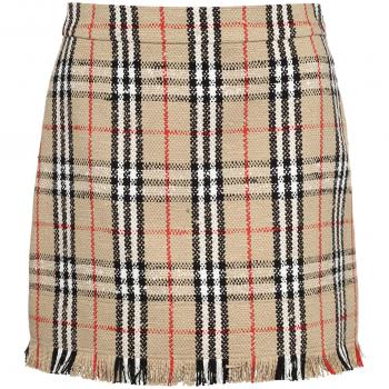 Burberry , Vintage Pattern Mini Skirt ,Beige female, Sizes: M, 2XS