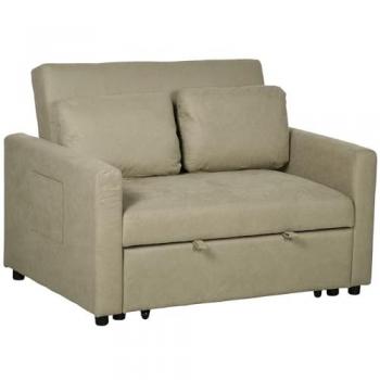 HOMCOM Settee That Converts into a 2-Seater Sofa Bed with Cushions in Brown