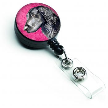 Caroline's Treasures Pink Flat Coated Retriever Badge Reel